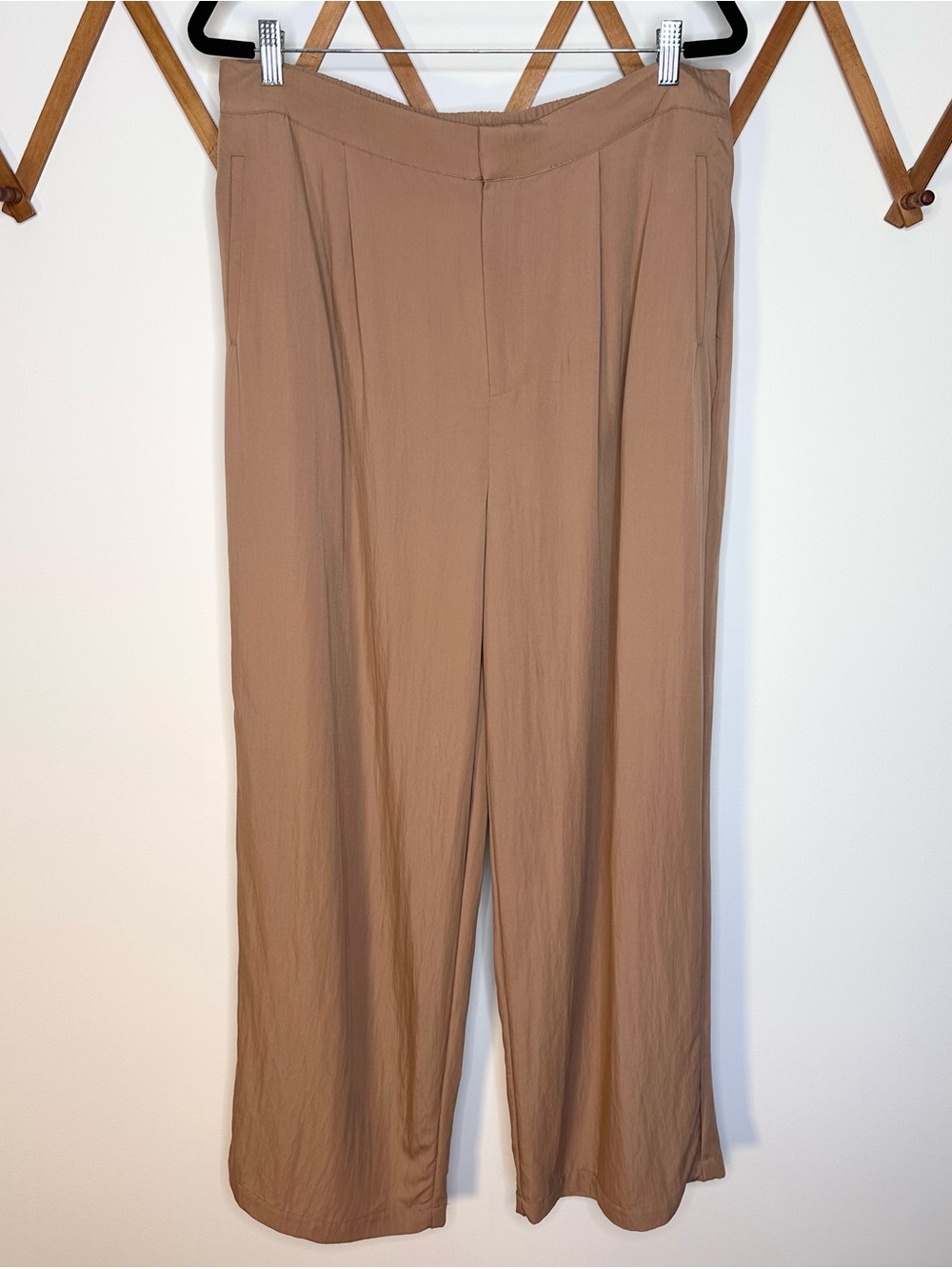 Joie Pleated Wide Leg Trousers Tan Taupe XL